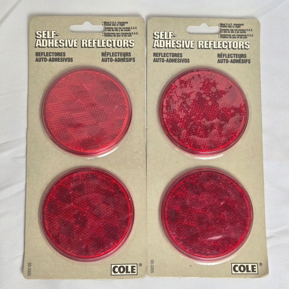 Cole Self-Adhesive Reflectors‎ Lot of 2 Packs, 4 Total Red Vintage 1998 New USA